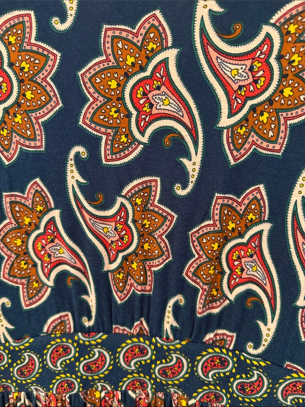 Boden Navy Long-Sleeve Thea Paisley Midi Dress French navy size 4 - Picture 7 of 8